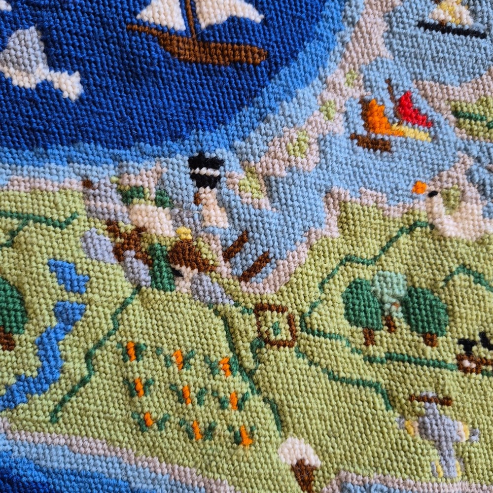 Erica Wilson Marthas Vineyard Map Finished Needlepoint Canvas Coastal Art - Picture 5 of 12